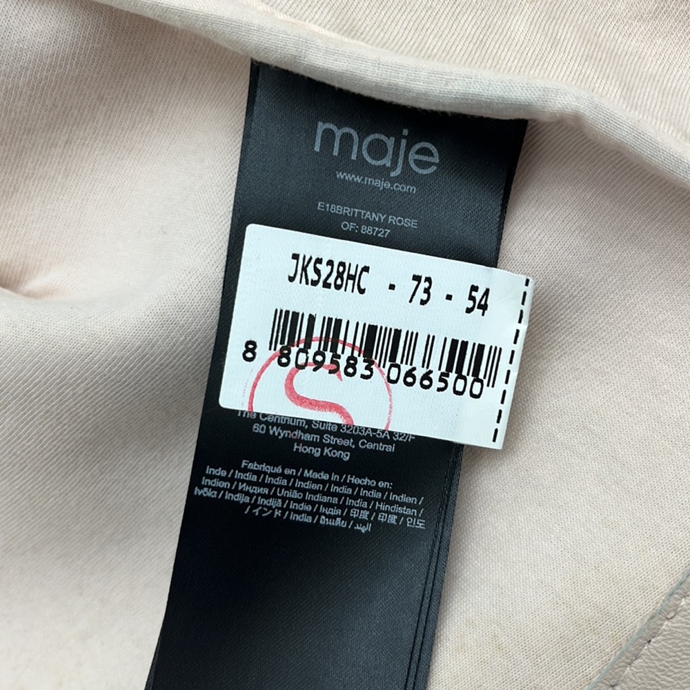 -Maje Light Rose Pale Pink Brittany Cropped Lamb Leather Jacket EU38 - Picture 10 of 11